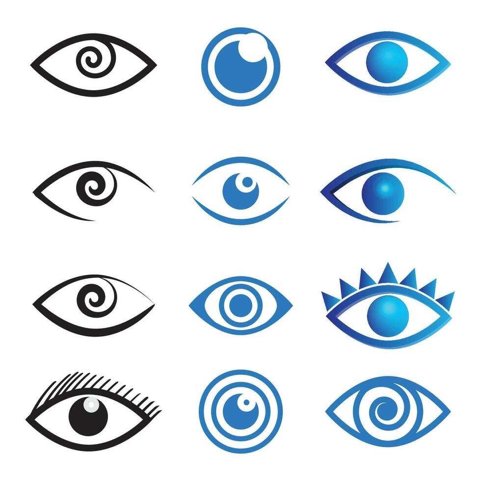 schwarz und Blau Auge Logo, Symbol Satz. vektor