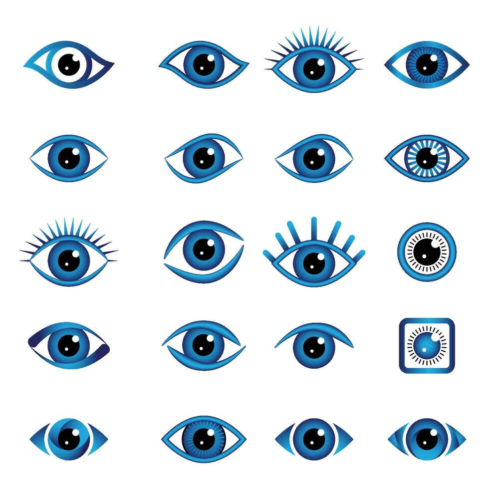 Auge Logo Satz. Blau Auge Symbol. vektor