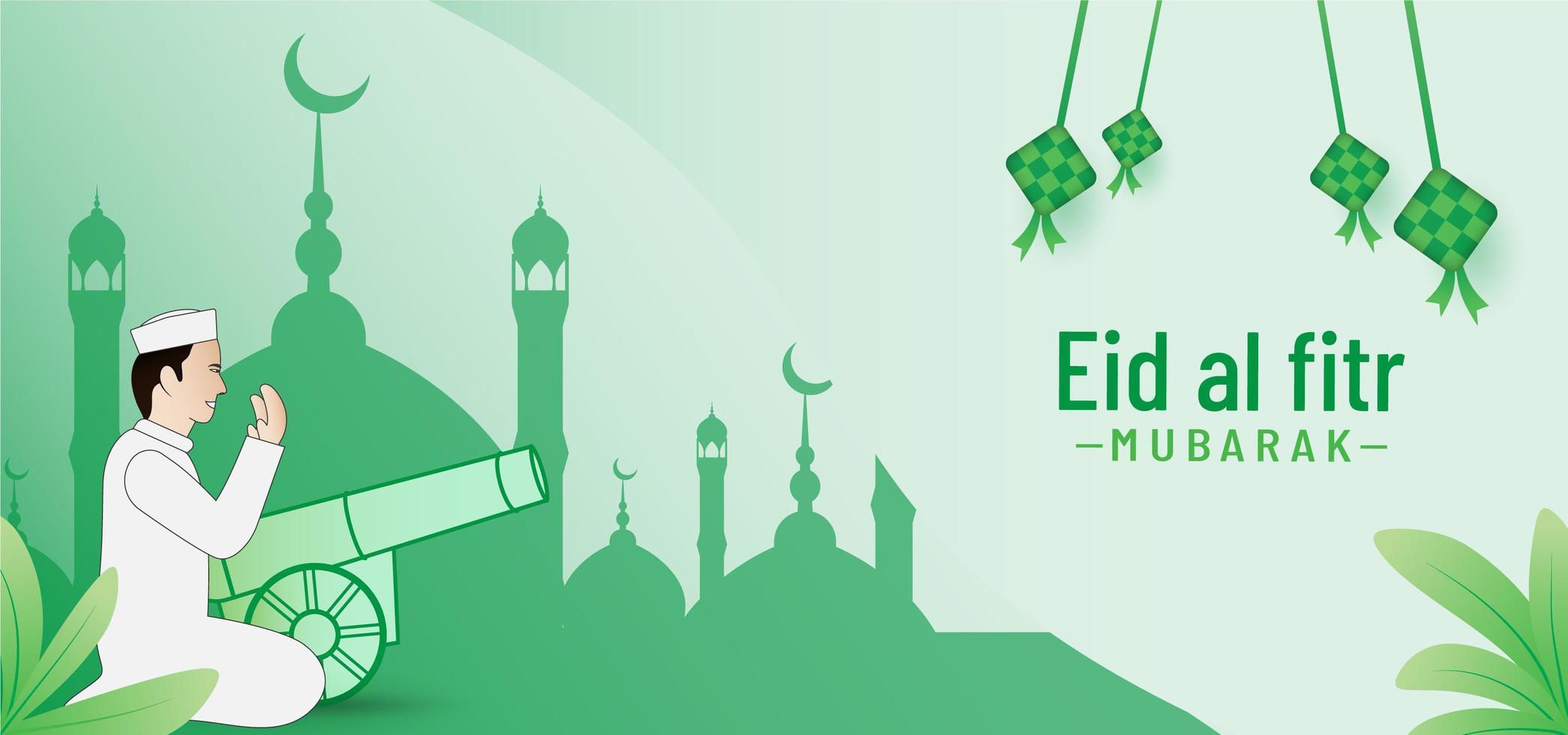 schöner eid al fitr Bannerhintergrund vektor