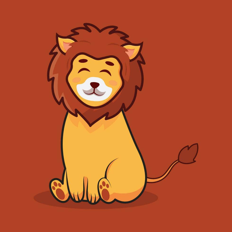 Vektor süß Löwe braun Farbe auf braun Hintergrund