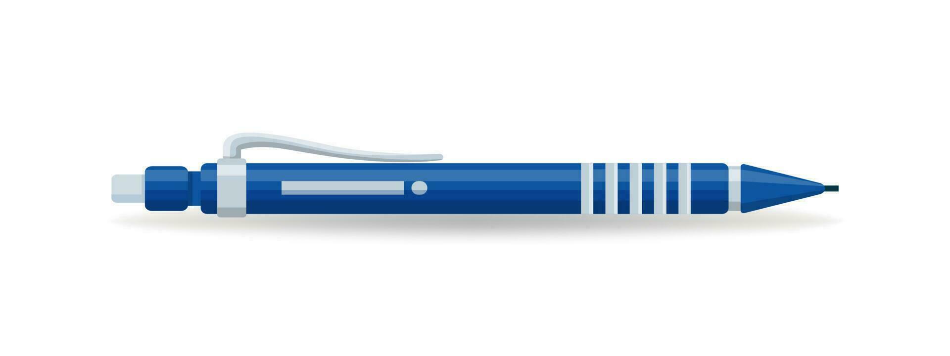 Blau automatisch Bleistift mit Metall Elemente Karikatur vektor