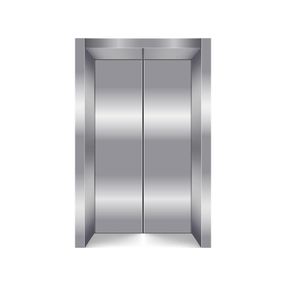 Aufzug schließen Aufzugskabineneintritt lokalisiert auf weißem Hintergrund vektor