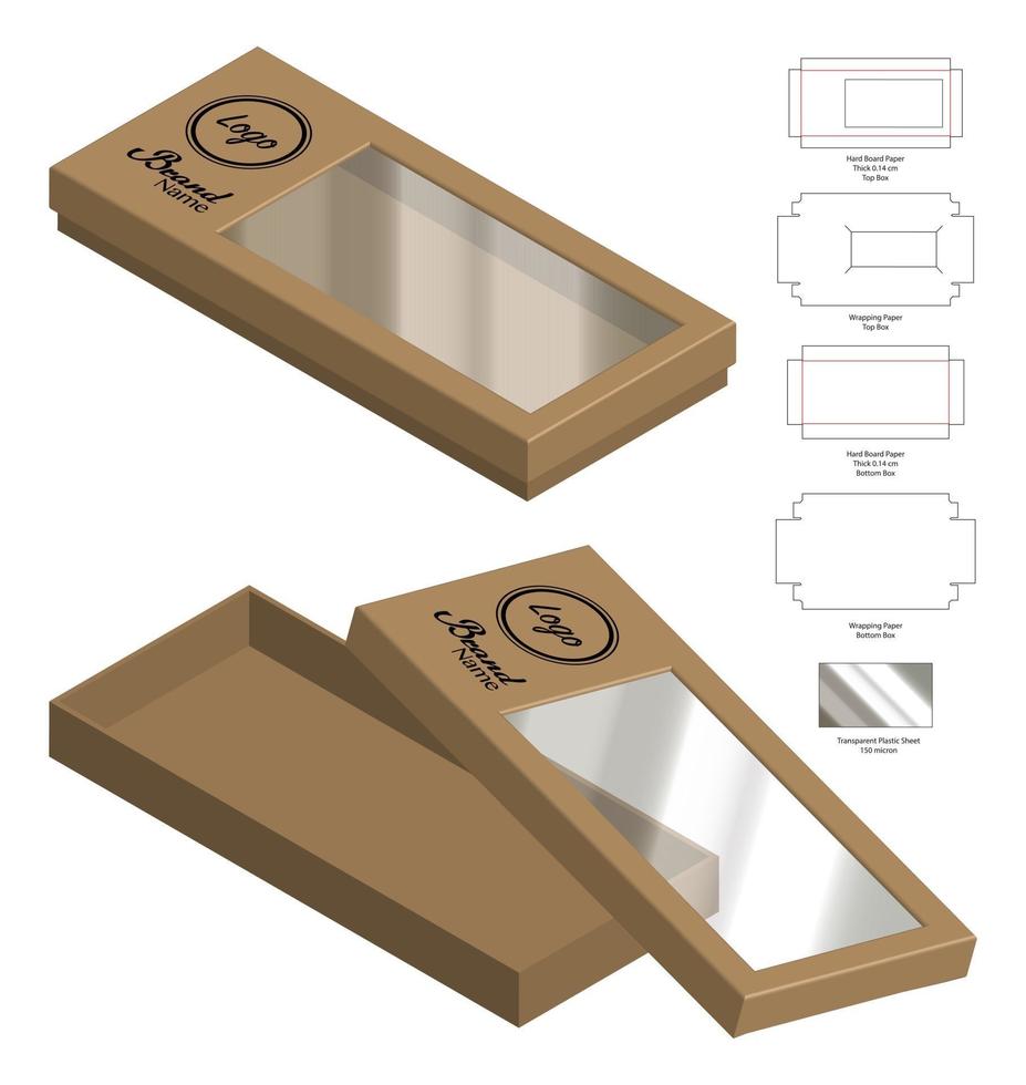 Box Verpackung gestanzte Vorlage Design. 3D-Modell vektor