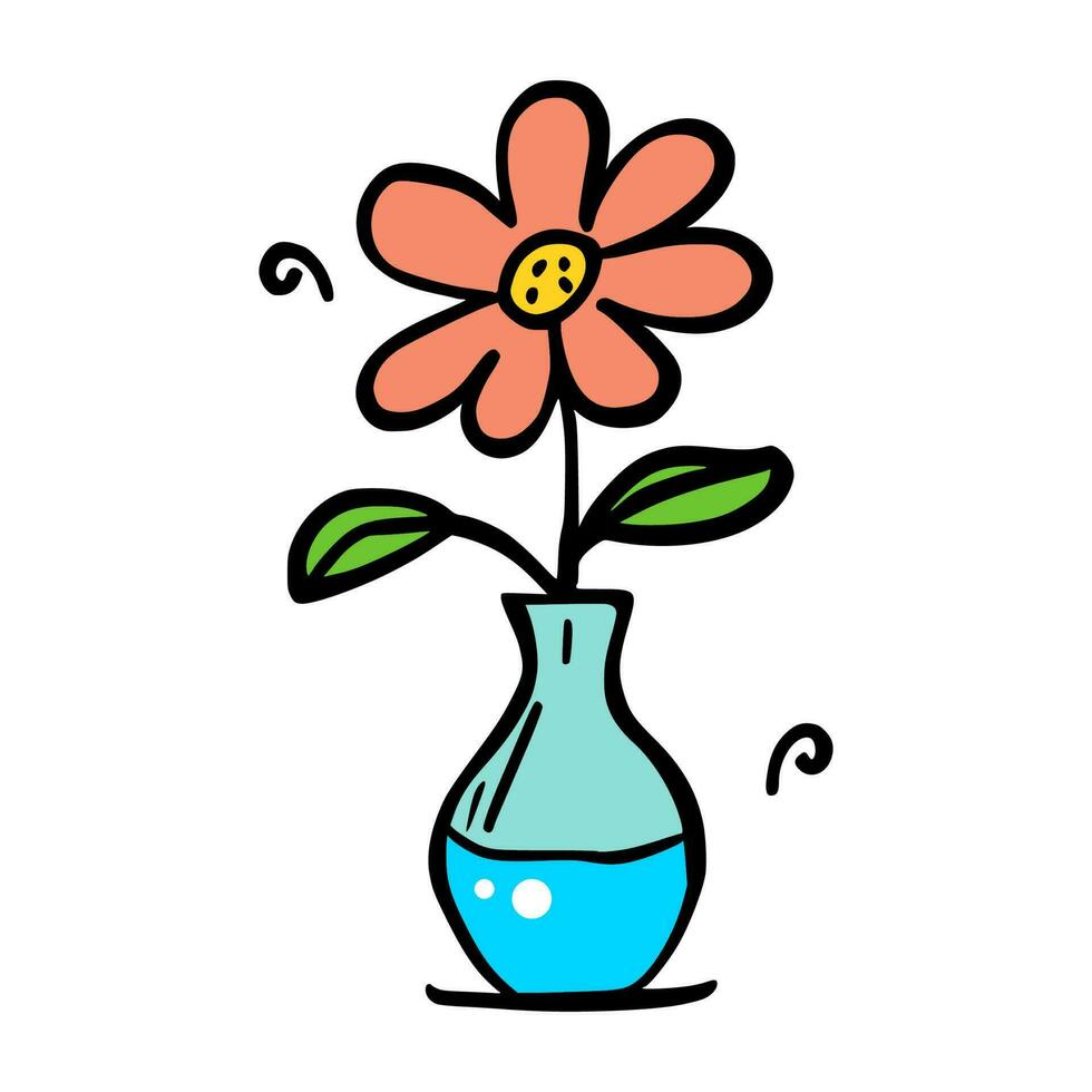 Gekritzel Illustration von Blumen im ein Vase auf isoliert Hintergrund vektor