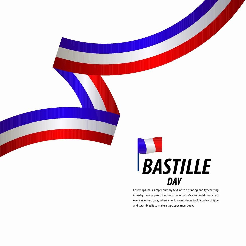 glückliche Bastille-Tagesfeier, Plakat, Bandbanner-Vektorschablonen-Designillustration vektor