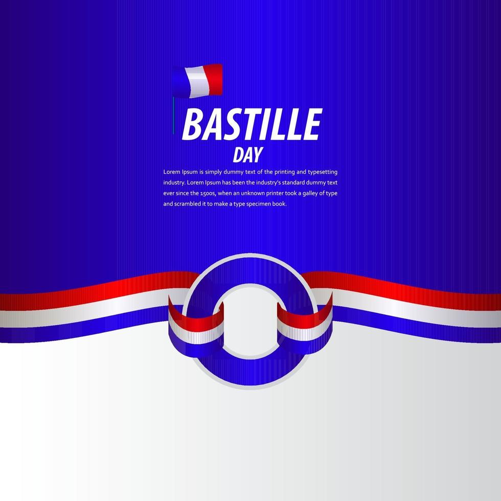 glückliche Bastille-Tagesfeier, Plakat, Bandbanner-Vektorschablonen-Designillustration vektor