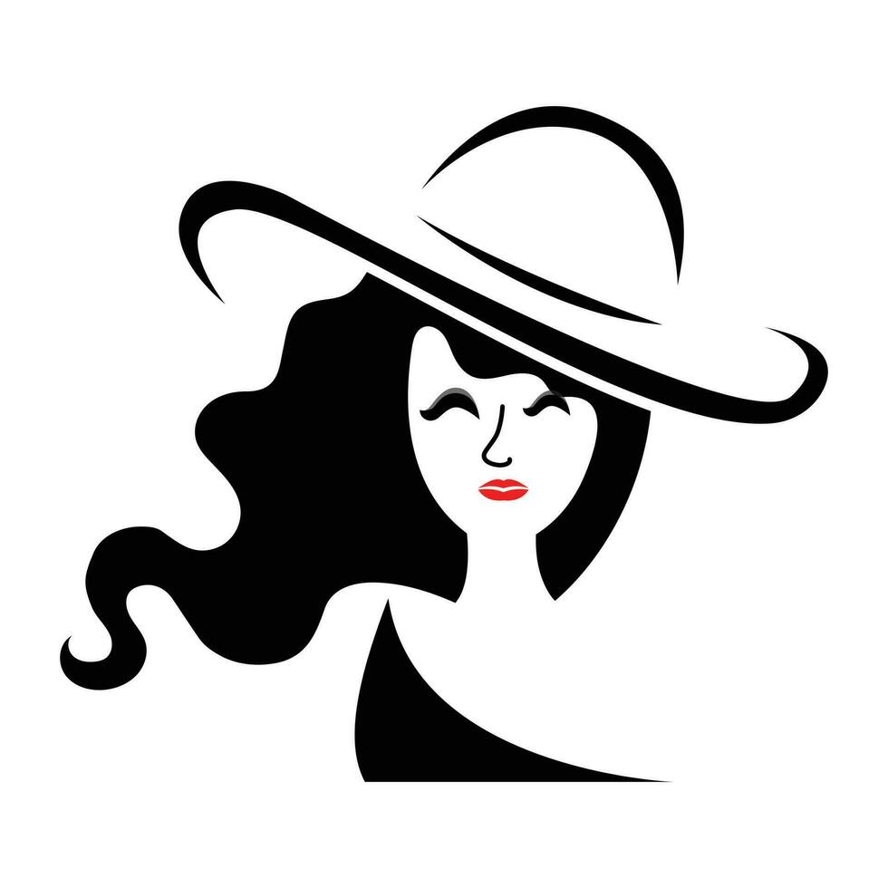 Illustration von Frau lange Haar Stil Symbol, Logo Frau auf Weiß Hintergrund, Vektor