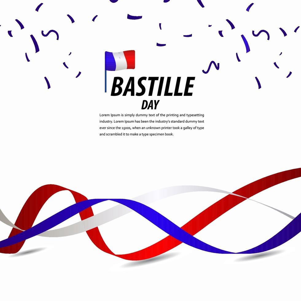 lycklig bastille dag firande, affisch, band banner vektor mall design illustration