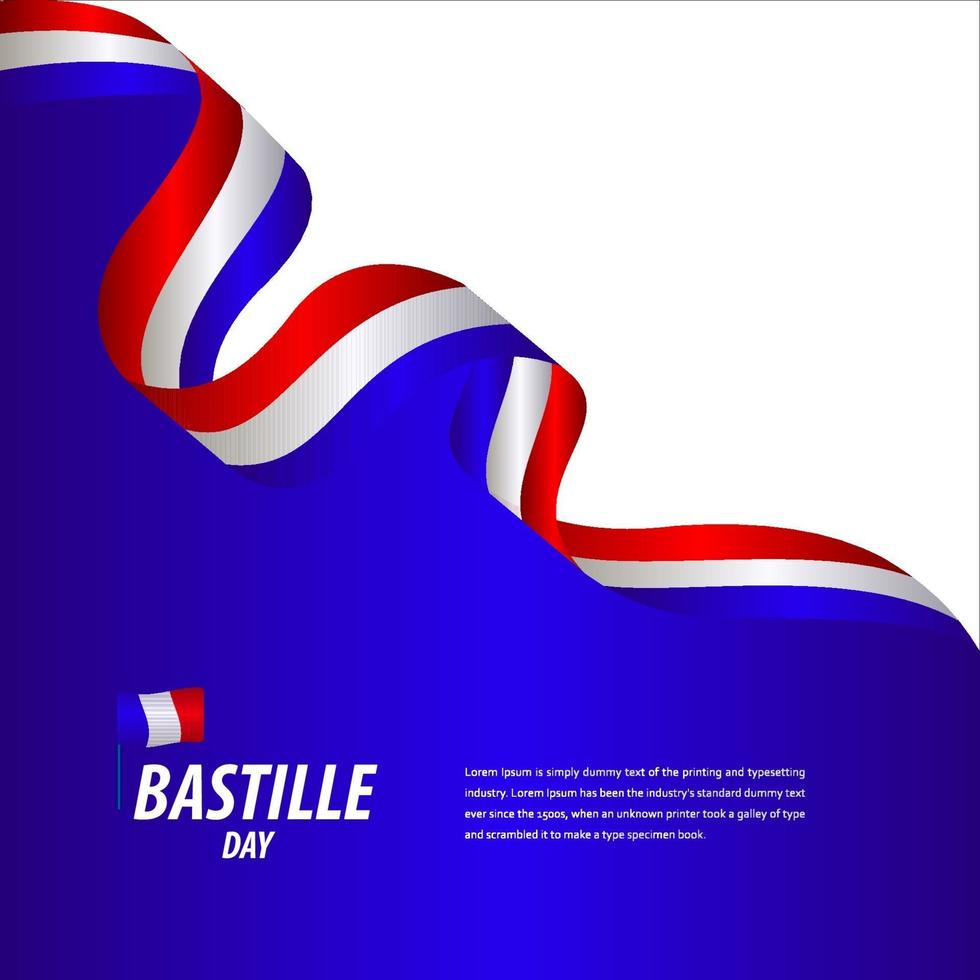 lycklig bastille dag firande, affisch, band banner vektor mall design illustration