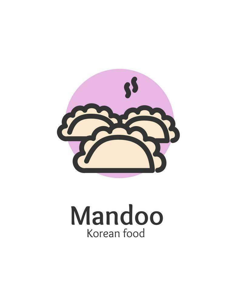 koreanska mat mandoo tecken tunn linje ikon emblem begrepp. vektor
