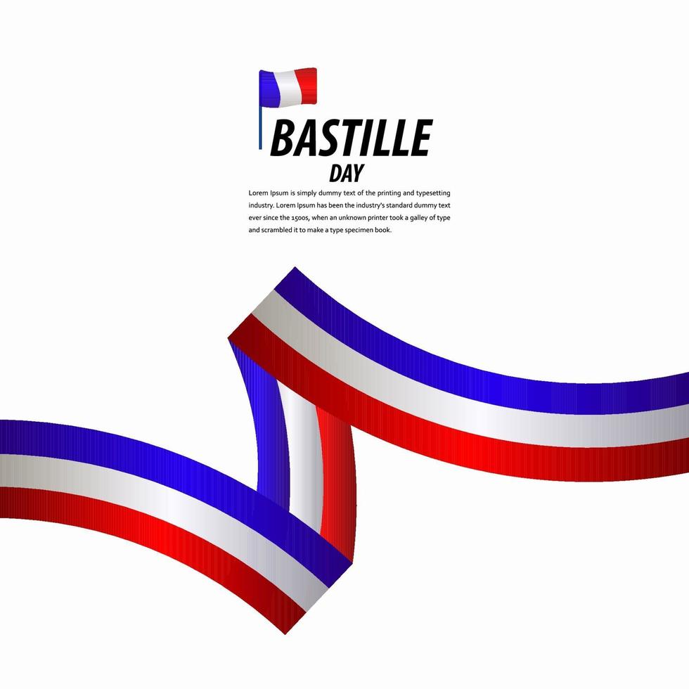 glückliche Bastille-Tagesfeier, Plakat, Bandbanner-Vektorschablonen-Designillustration vektor