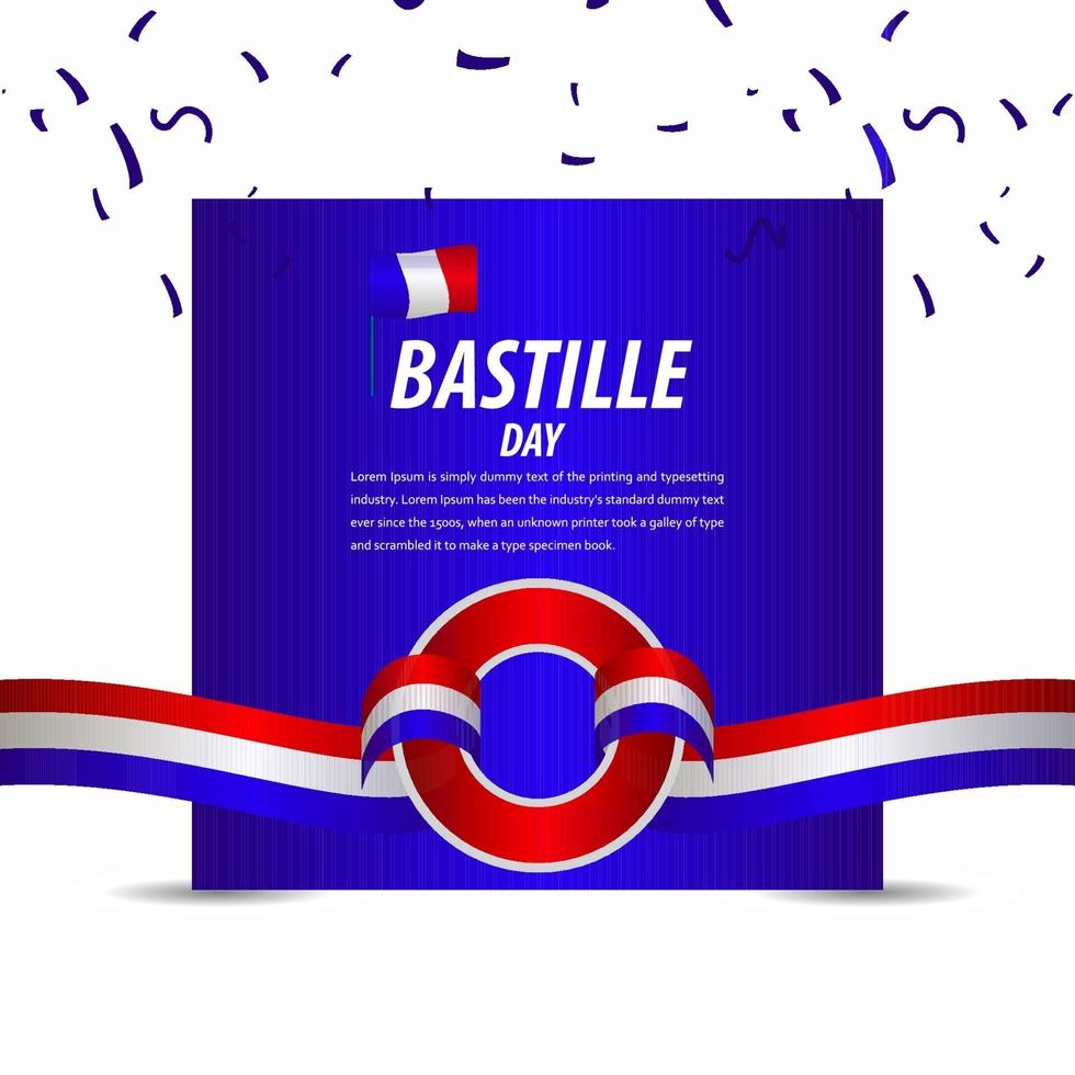 glückliche Bastille-Tagesfeier, Plakat, Bandbanner-Vektorschablonen-Designillustration vektor