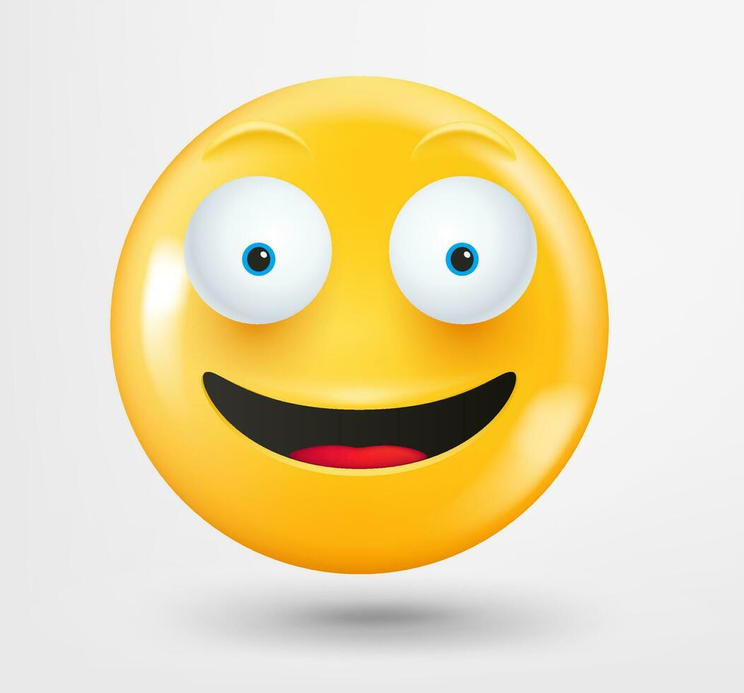 upphetsad uttryckssymbol 3d vektor. emoji isolerat på vit bakgrund vektor