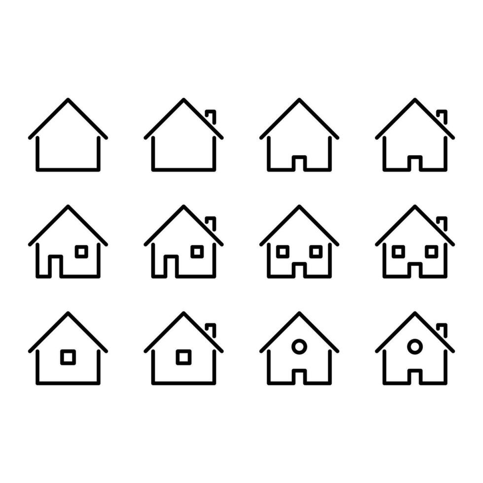 hus uppsättning ikon översikt vektor illustration isolerat vit bakgrund