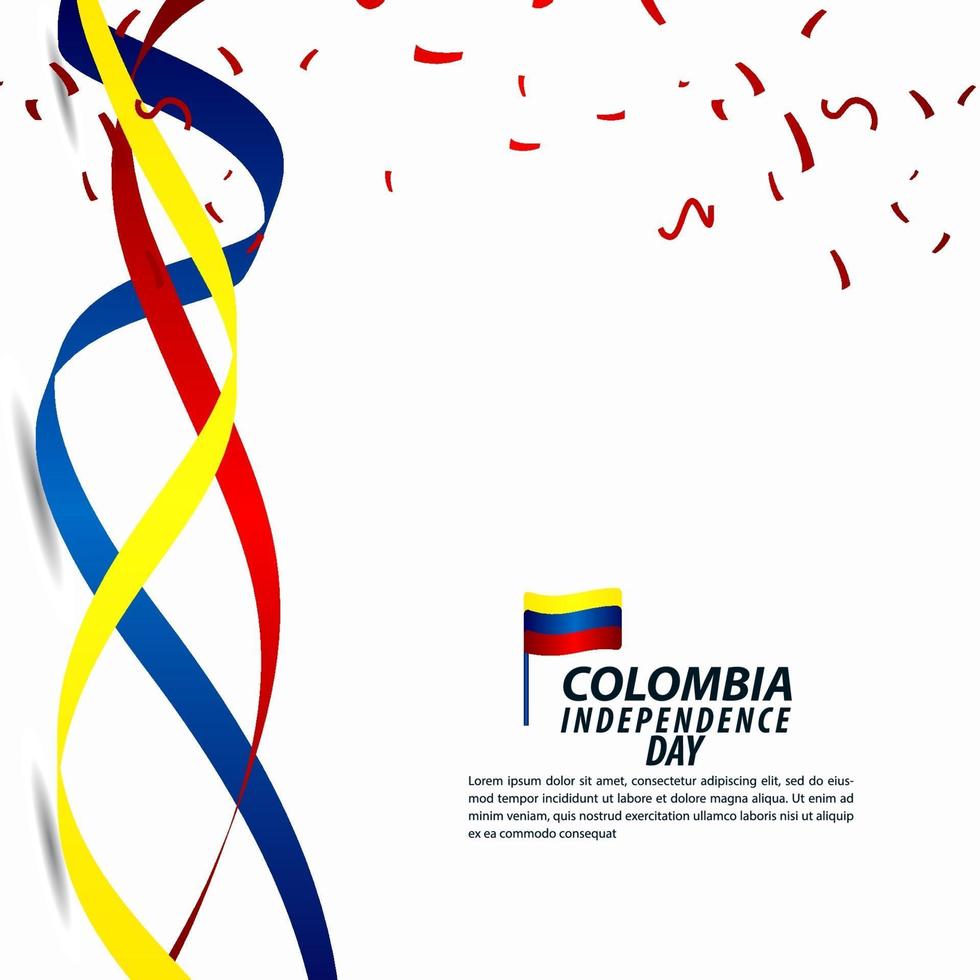 colombia självständighetsdagen firande vektor mall design illustration