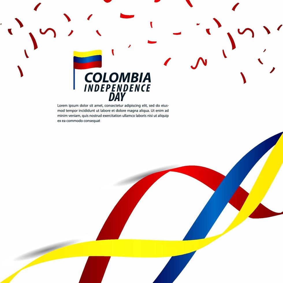 colombia självständighetsdagen firande vektor mall design illustration
