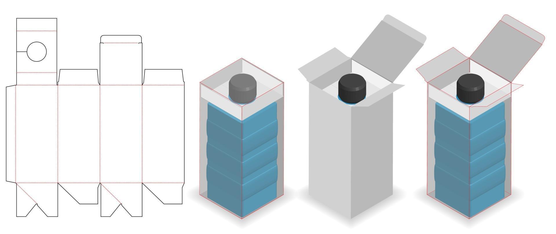 Box Verpackung gestanzte Vorlage Design. 3D-Modell vektor