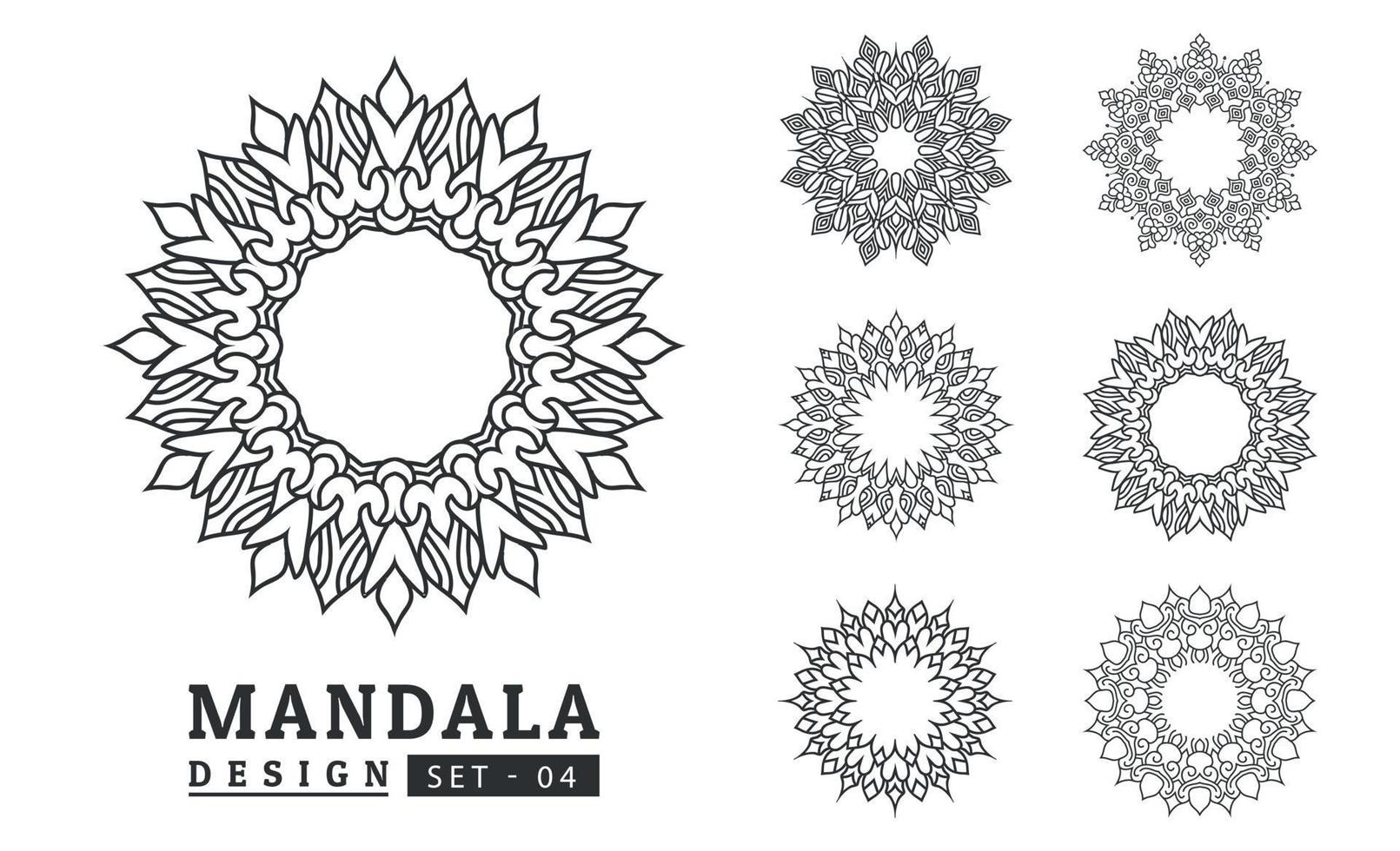 svart och vit blomma mandala mönster uppsättning vektor