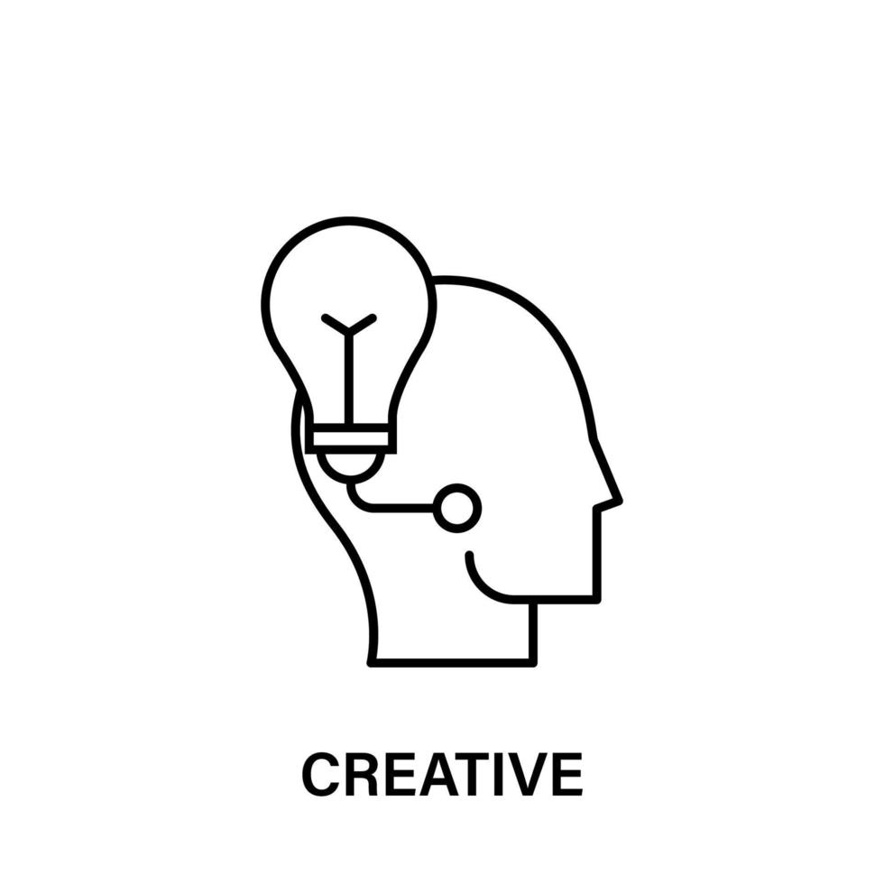 Denken, Kopf, kreativ, Birne Vektor Symbol Illustration