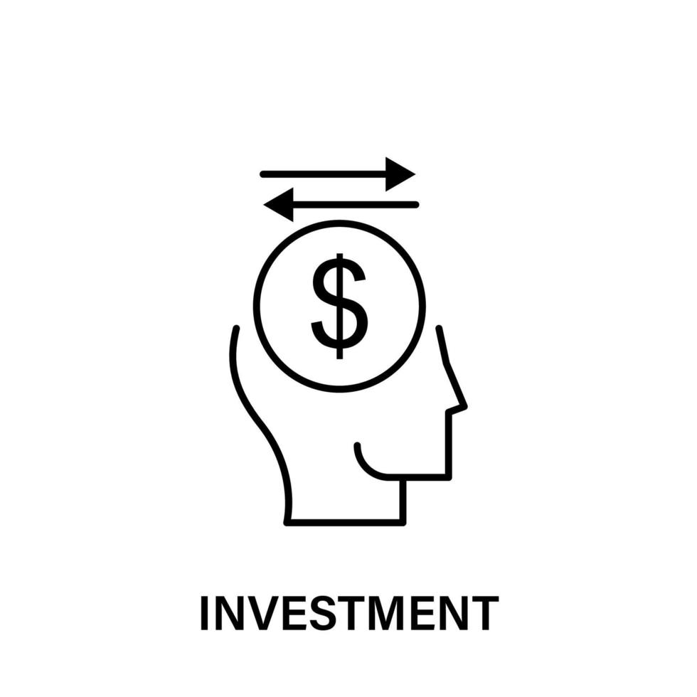 Denken, Kopf, Dollar, Pfeile, Investition Vektor Symbol Illustration