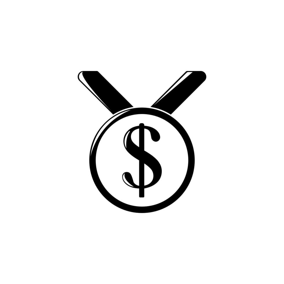 Medaille mit ein Dollar Zeichen Vektor Symbol Illustration