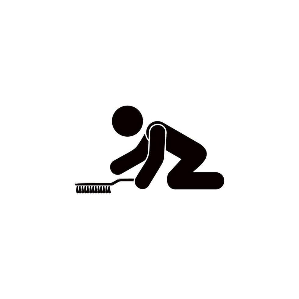 Mann reinigt das Fußboden Vektor Symbol Illustration