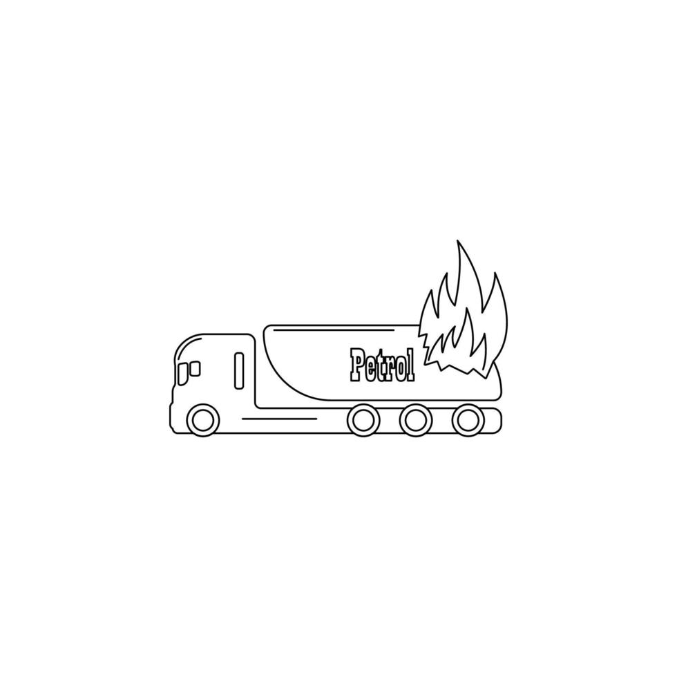 brinnande lastbil med bränsle vektor ikon illustration