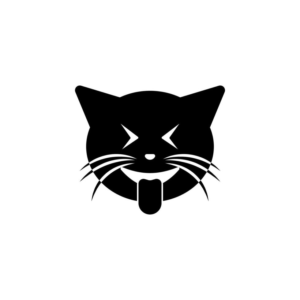 Lachen mit das Zunge Katze Vektor Symbol Illustration