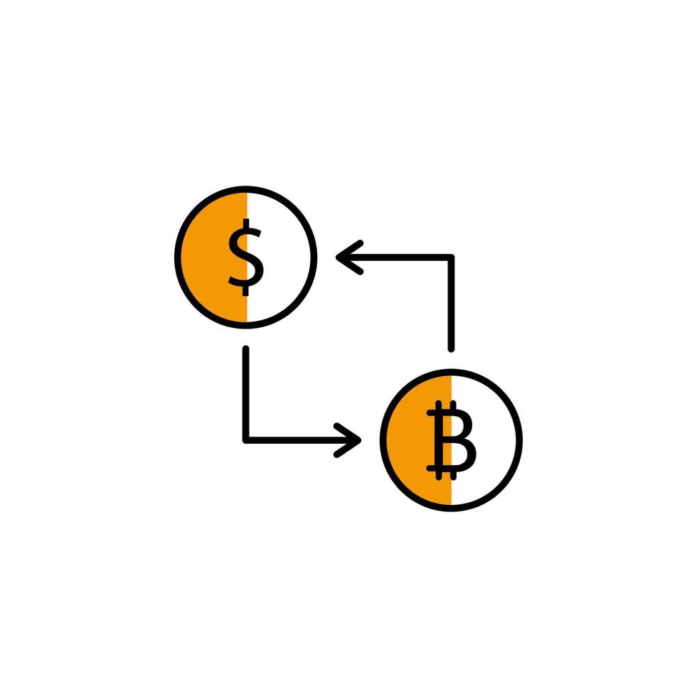 Austausch, Dollar, Bitcoin, Kryptowährung Vektor Symbol Illustration