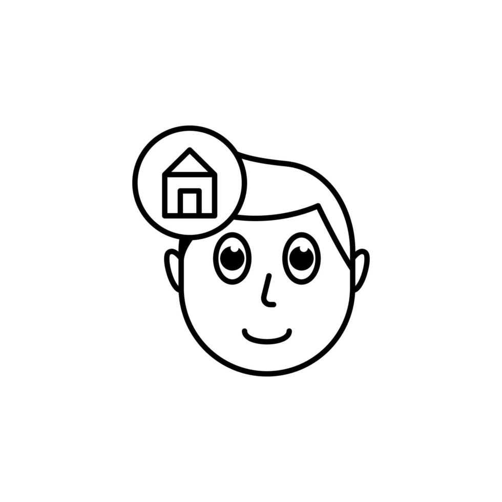 mänsklig ansikte karaktär sinne i hus vektor ikon illustration