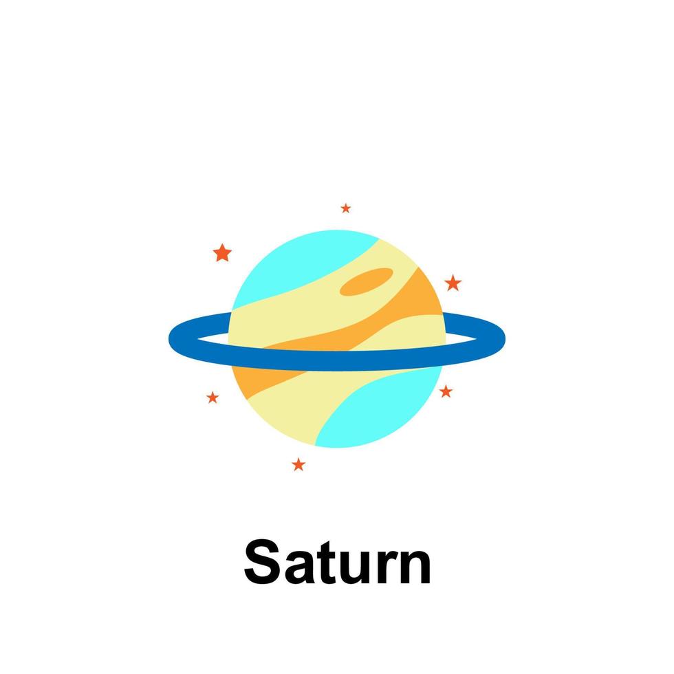 Raum, Saturn Farbe Vektor Symbol Illustration