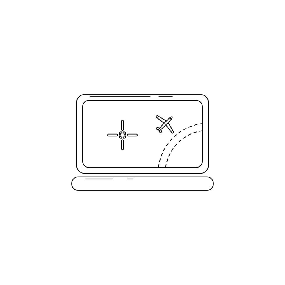 Flugzeug auf Laptop Bildschirm Vektor Symbol Illustration