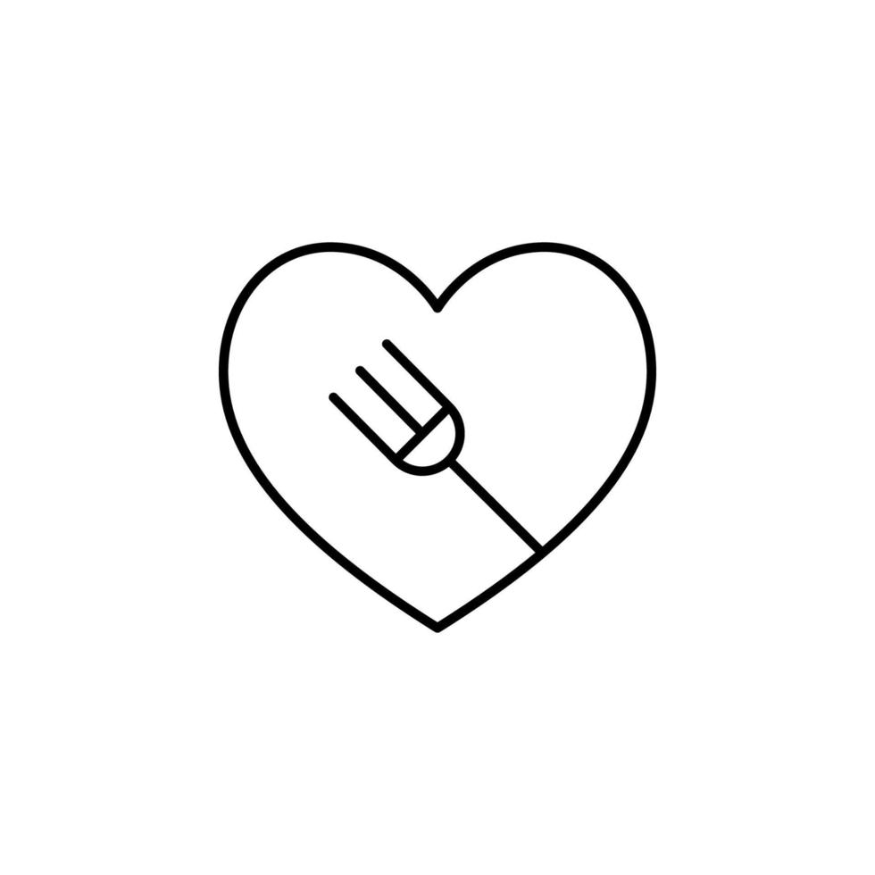 hjärta och gaffel inuti vektor ikon illustration