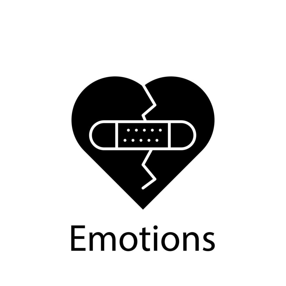 bruten, känslor, förlåtelse, hjärta, kärlek vektor ikon illustration