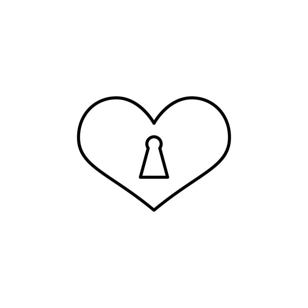 hjärta låsa med nyckel hål vektor ikon illustration