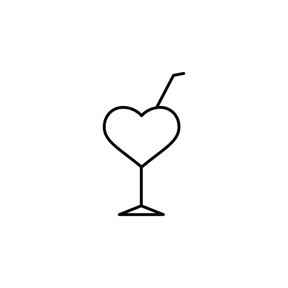 Herz geformt Glas mit Stroh Vektor Symbol Illustration