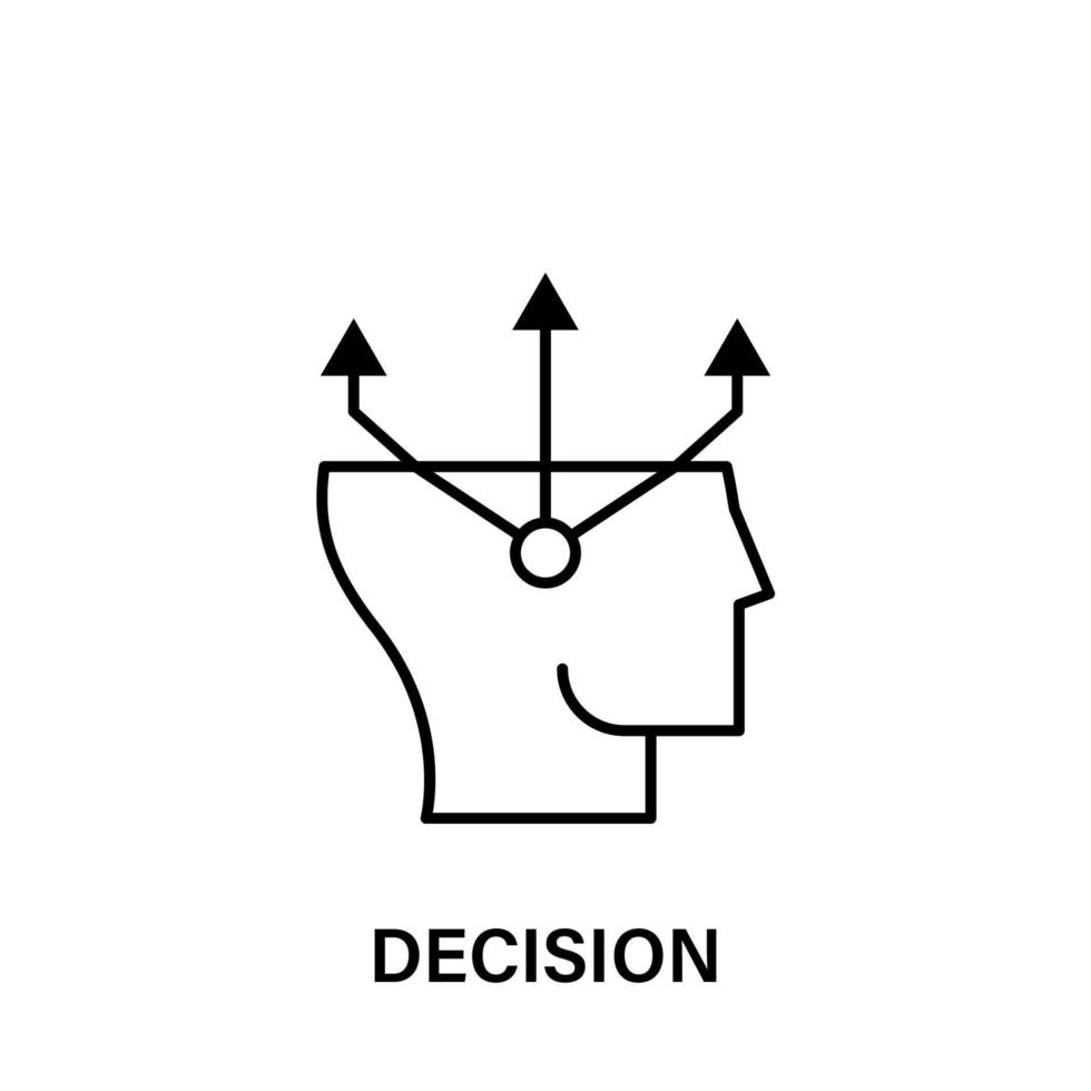 tänkande, huvud, pilar, beslut vektor ikon illustration
