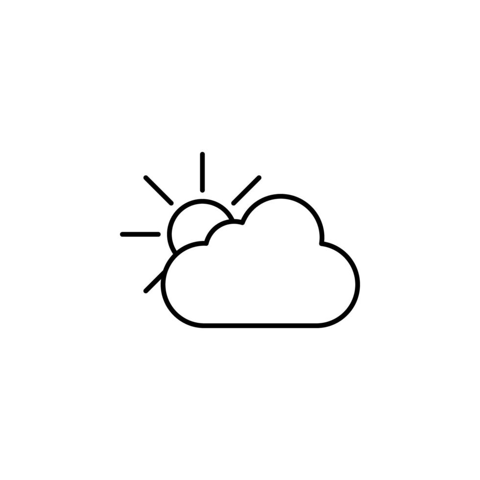 das Sonne hinter das Wolken Linie Vektor Symbol Illustration