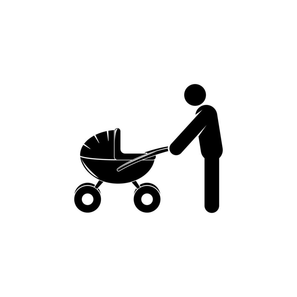 Elternteil mit ein Kinderwagen Vektor Symbol Illustration