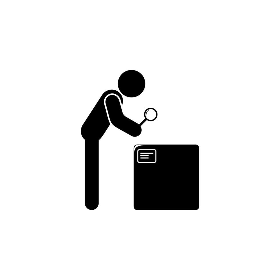 prüfen Paket und Lupe Vektor Symbol Illustration