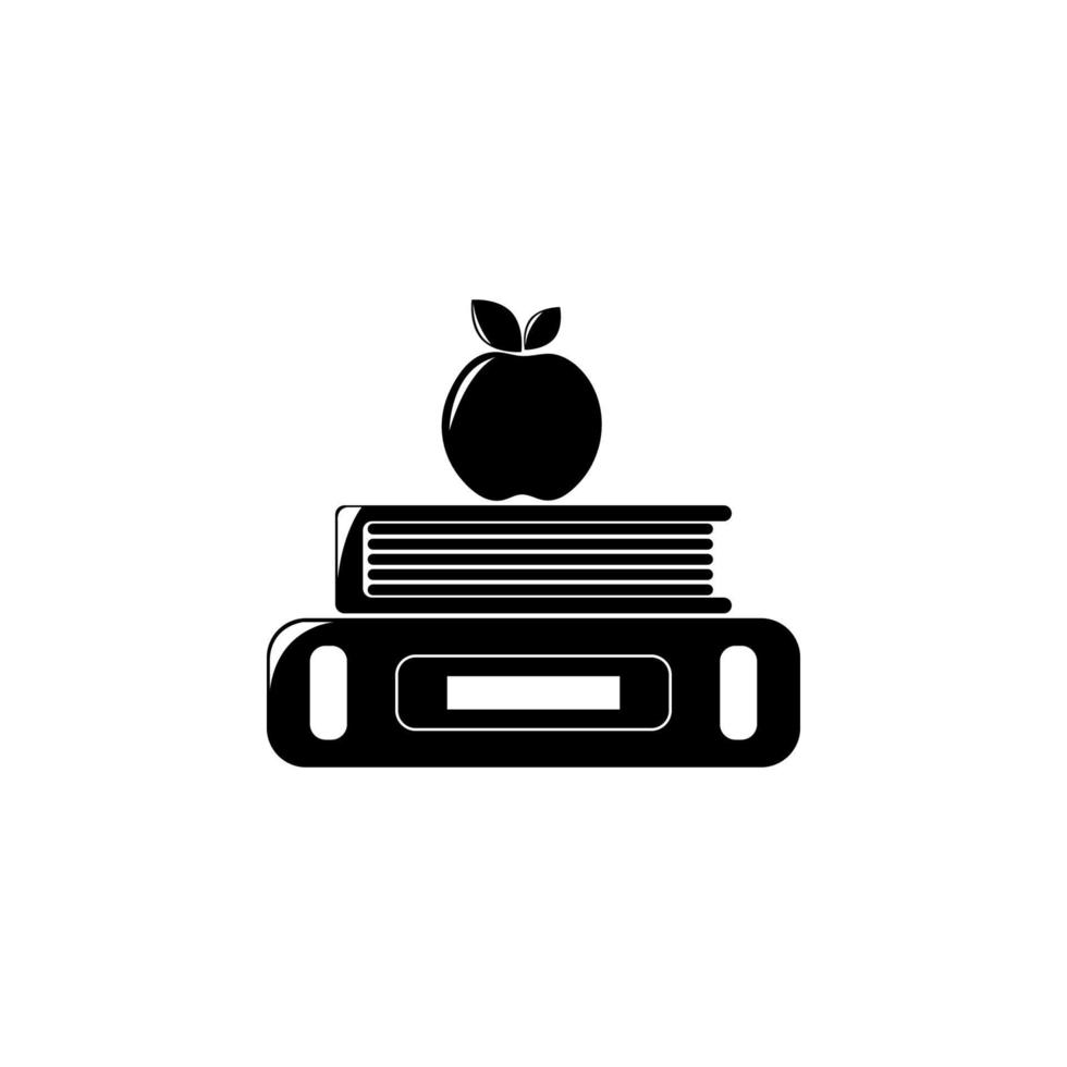 Bücher und Apfel Vektor Symbol Illustration