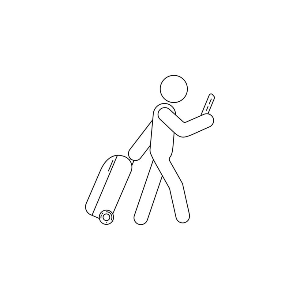 Passagier mit Gepäck und Fahrkarte Vektor Symbol Illustration