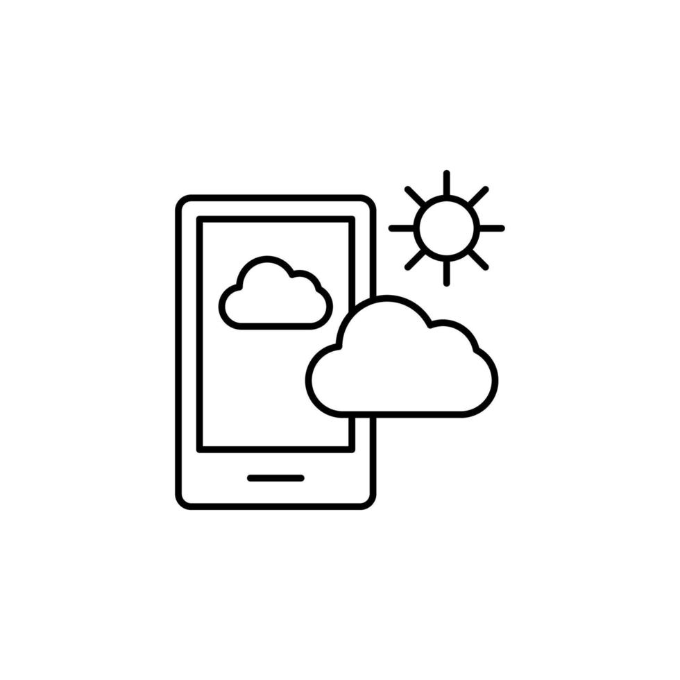 mobil telefon app väder, moln, Sol vektor ikon illustration