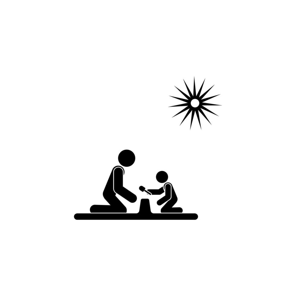 abspielen mit ein Kind auf das Strand Vektor Symbol Illustration
