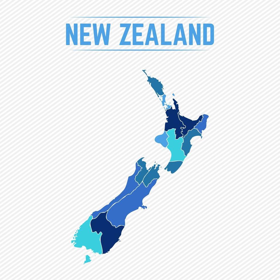Nya Zeeland detaljerad karta med regioner vektor