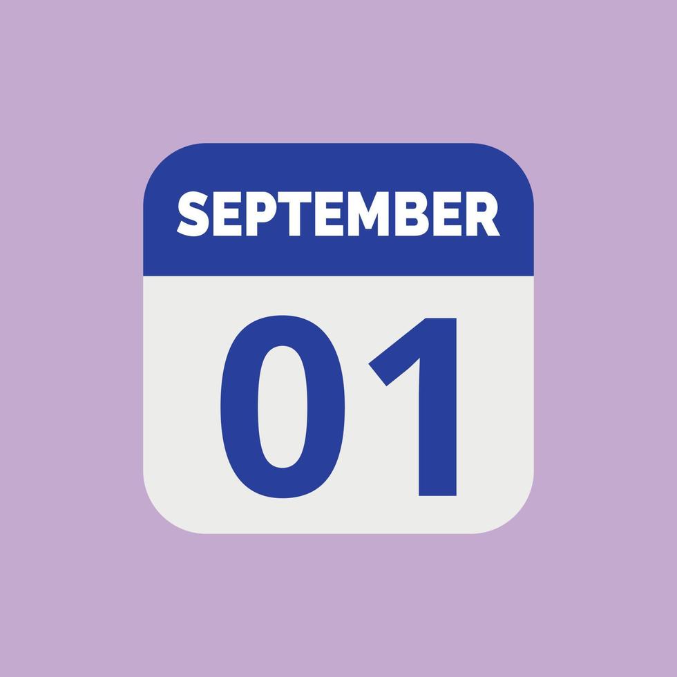 Kalenderdatumssymbol vom 1. September vektor