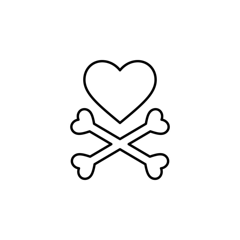 Herz und Knochen Kreuz Vektor Symbol Illustration