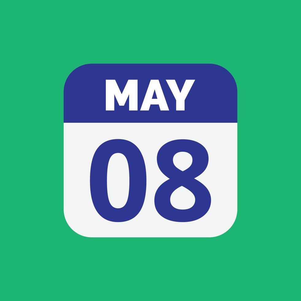 8 maj kalenderdatum ikon vektor