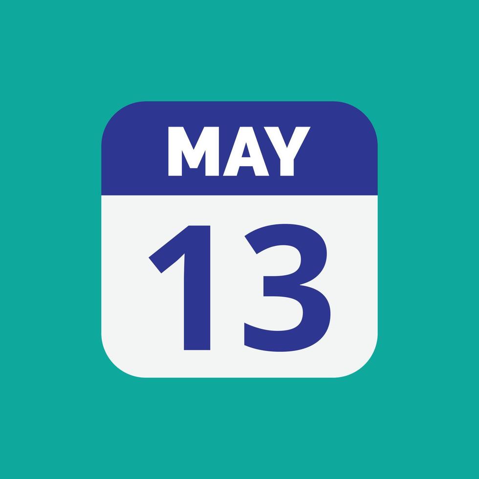 13 maj kalenderdatum ikon vektor