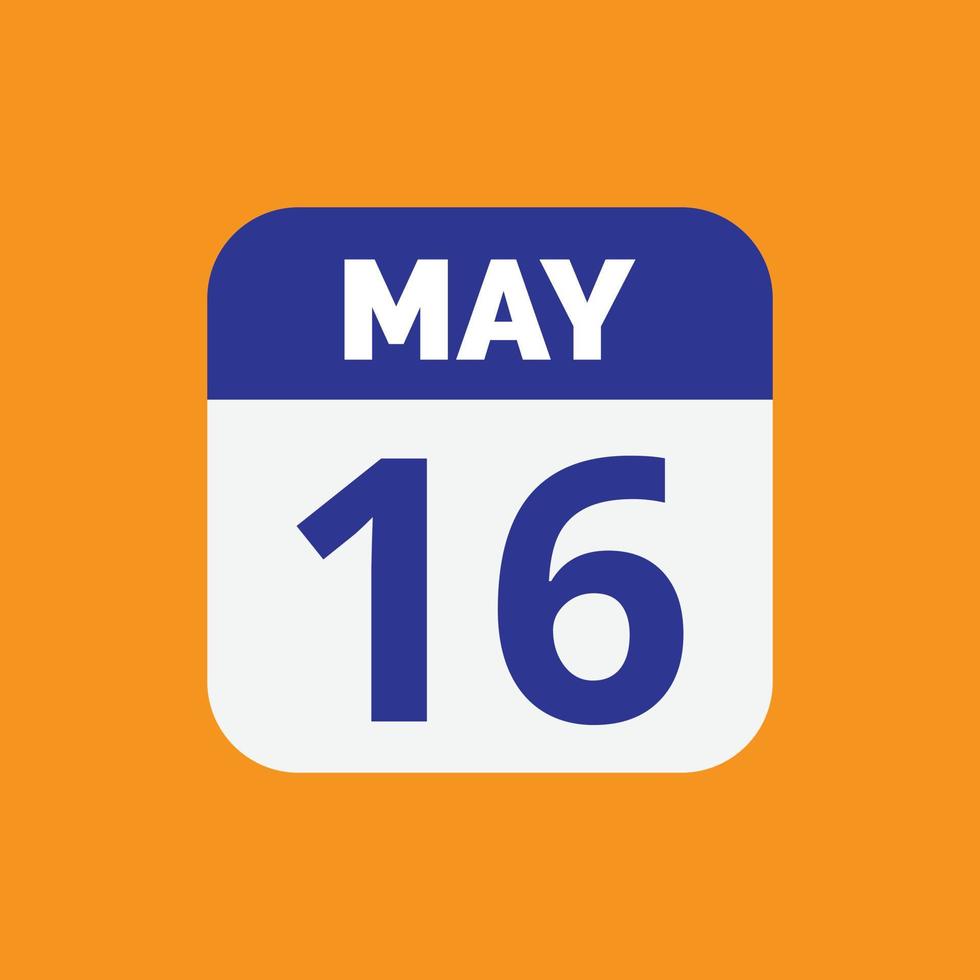 16 maj kalenderdatum ikon vektor
